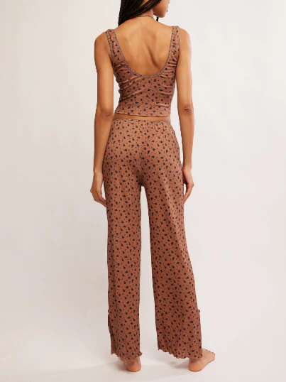 FREE PEOPLE Fresh In Love Lounge Set - Brown Floral