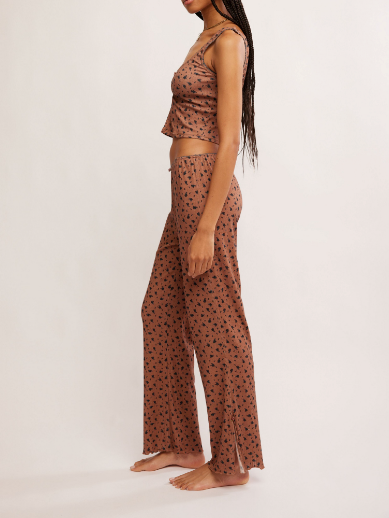 FREE PEOPLE Fresh In Love Lounge Set - Brown Floral